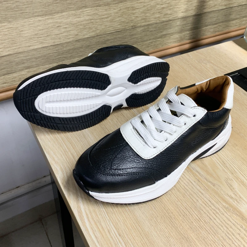 NOVA Leather Sports Sneaker | Black & white । NBLW2-07