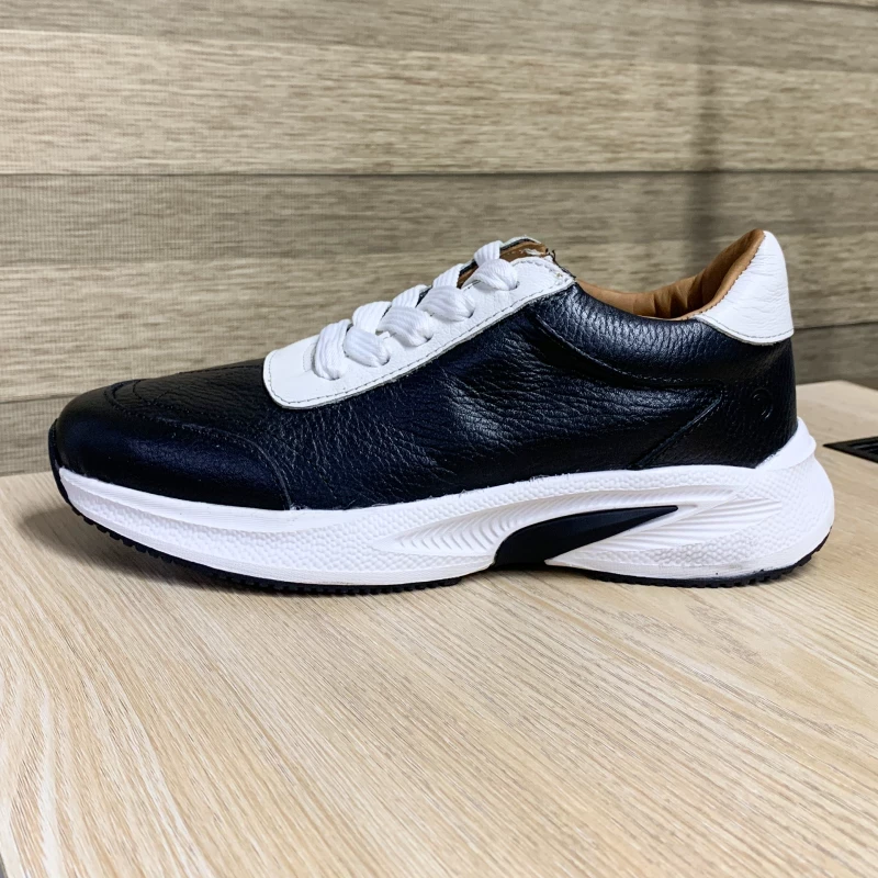 NOVA Leather Sports Sneaker | Black & white । NBLW2-07