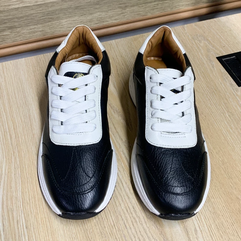 NOVA Leather Sports Sneaker | Black & white । NBLW2-07