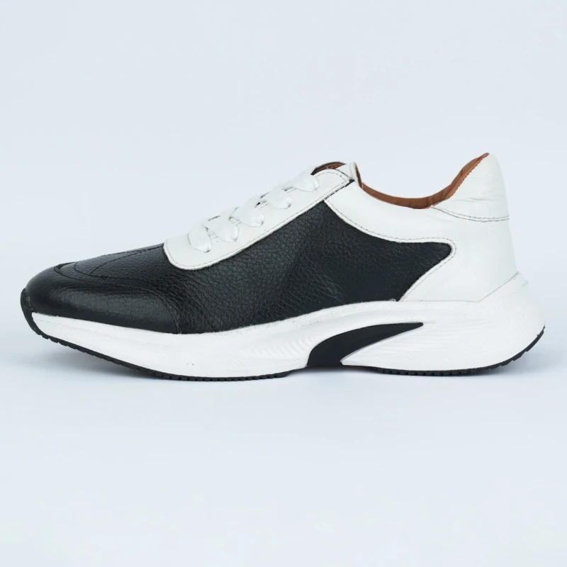 Nova Leather Sports Sneaker |Black & White| NBLW3-07