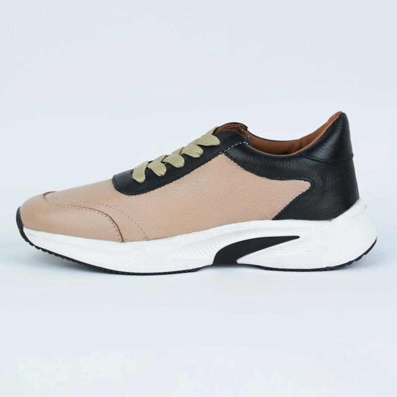 Nova Leather Sports Sneaker |Cream & Black| NCMB2-07